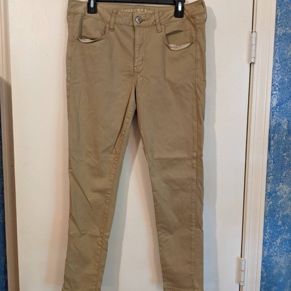 American Eagle Khaki Tan Jeggings Size 12 Short Super Super Stretch X - Picture 14 of 15